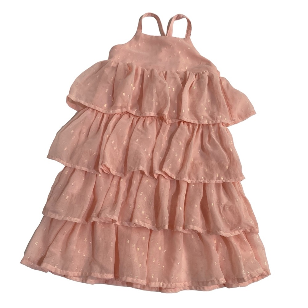 CAT & JACK Dress Pink Ruffle Long Length Size 18M Crisscross Shoulder Strap